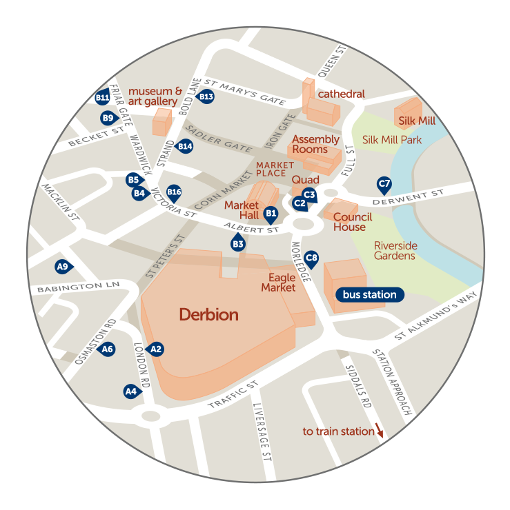 Map Of Derby City Centre Derby City Centre - Trentbarton